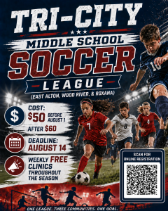 Tri-City middle school soccer league 2026